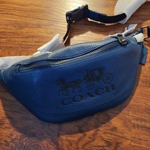 Coach Warren Leather Belt Bag With Horse And Carriage Jewel Blue NWT $298